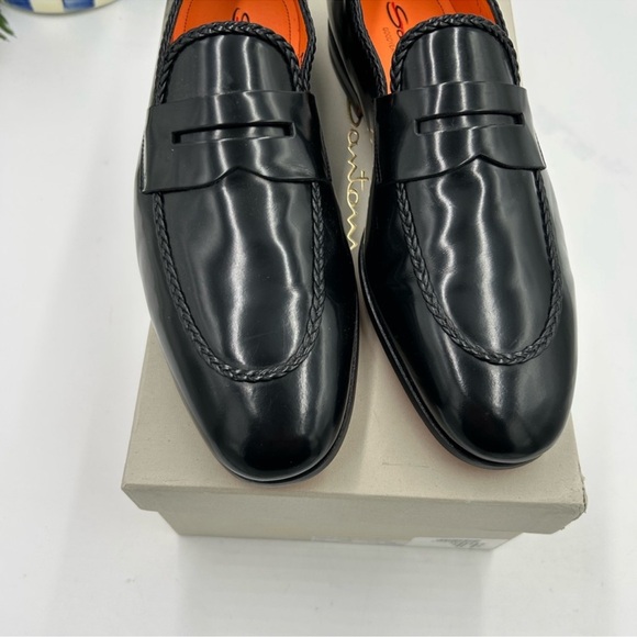 Men’s Santoni leather penny loafers size 9 made in Italy cobbler soles - Picture 5 of 10